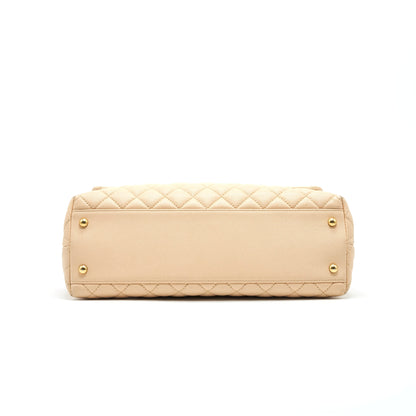 CHANEL CAVIER LARGE COCO HANDLE FLAP BAG BEIGE