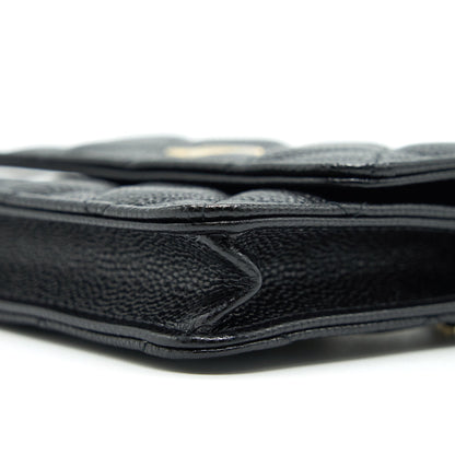 Chanel 21A Flap Card Holder With Chain Black