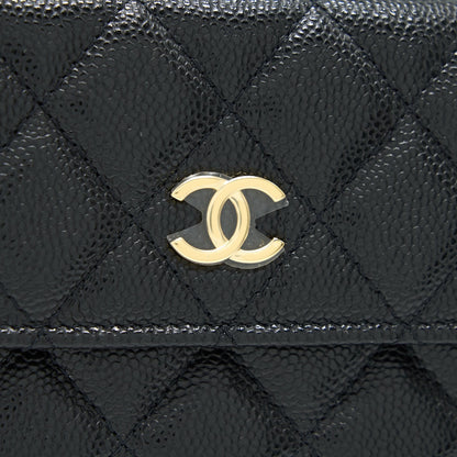Chanel 21A Flap Card Holder With Chain Black
