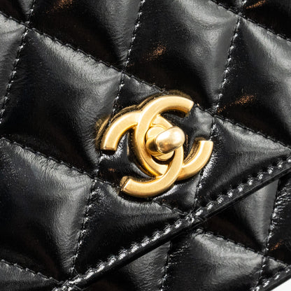 Chanel 24A Wallet On Chain Shiny Calfskin Black  (Microchip)