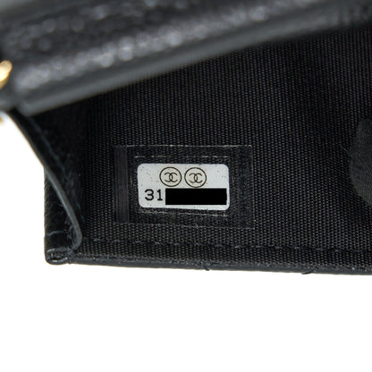 Chanel 21A Flap Card Holder With Chain Black