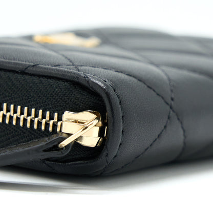 Chanel 22C Pearl Crush Card holder With Chain Lambskin Black