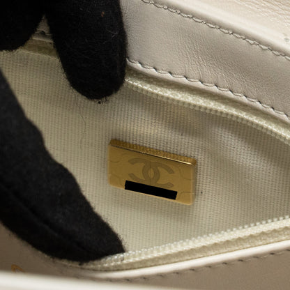 Chanel mini kelly shopping tote calfskin white  (microchip)
