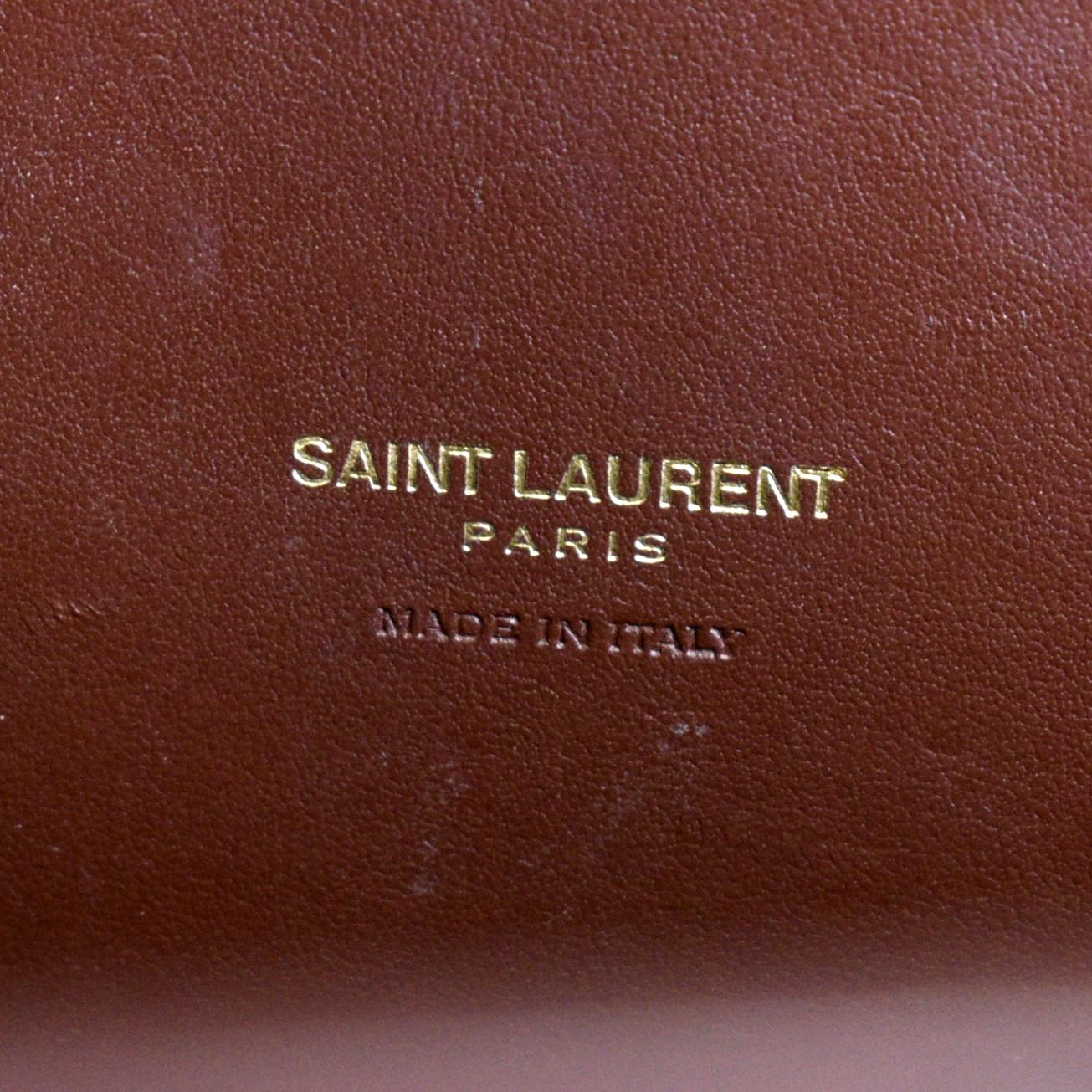 YVES SAINT LAURENT Sac de Jour Embossed Leather Satchel Bag Chocolate Brown