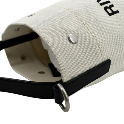 YVES SAINT LAURENT Rive Gauche Linen Bucket Bag White