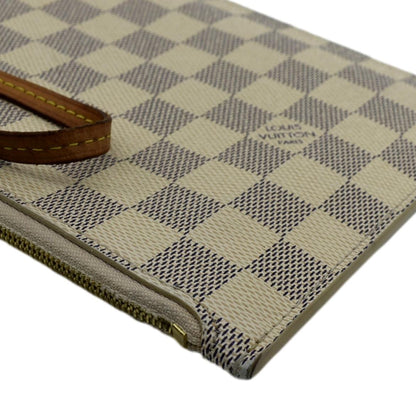 LOUIS VUITTON  Neverfull GM Damier Azur Pochette Wristlet Pouch White