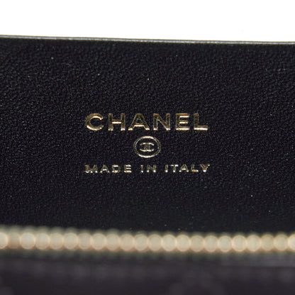 Chanel 22A Mini Top Handle Long Vanity With Chain Lambskin Black L (Microchip)