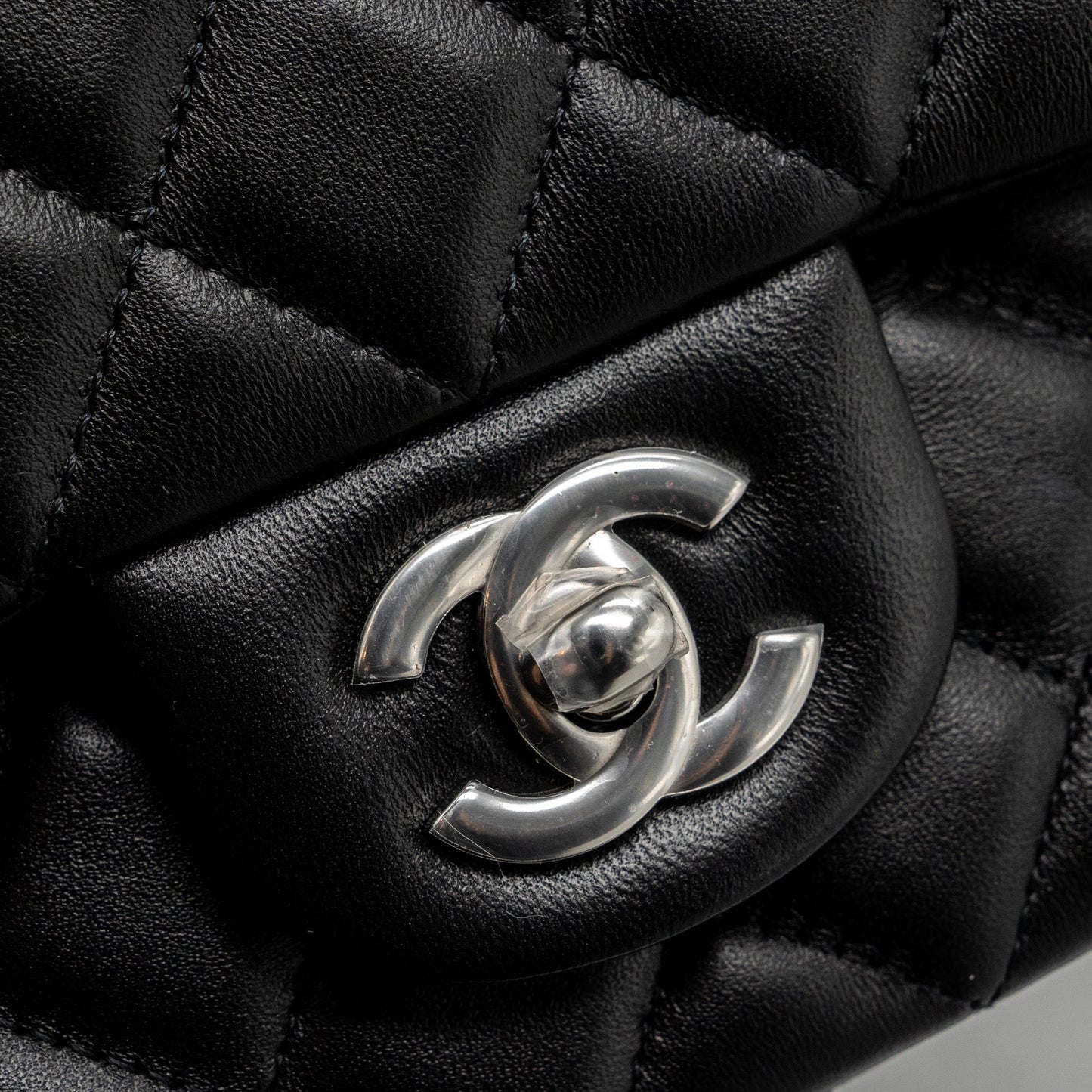 Chanel mini rectangular flap bag lambskin black  (microchip)