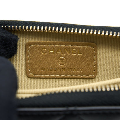 Chanel 22C Pearl Crush Card holder With Chain Lambskin Black