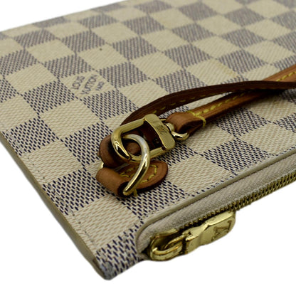 LOUIS VUITTON  Neverfull GM Damier Azur Pochette Wristlet Pouch White
