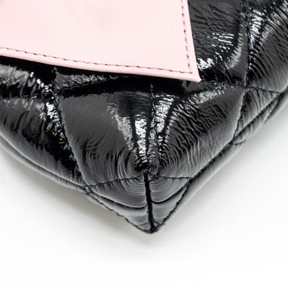 Chanel 24a Bowknot Clutch with Chain Patent Crumpled Lambskin/Shiny Lambskin Black/Pink  (Microchip)