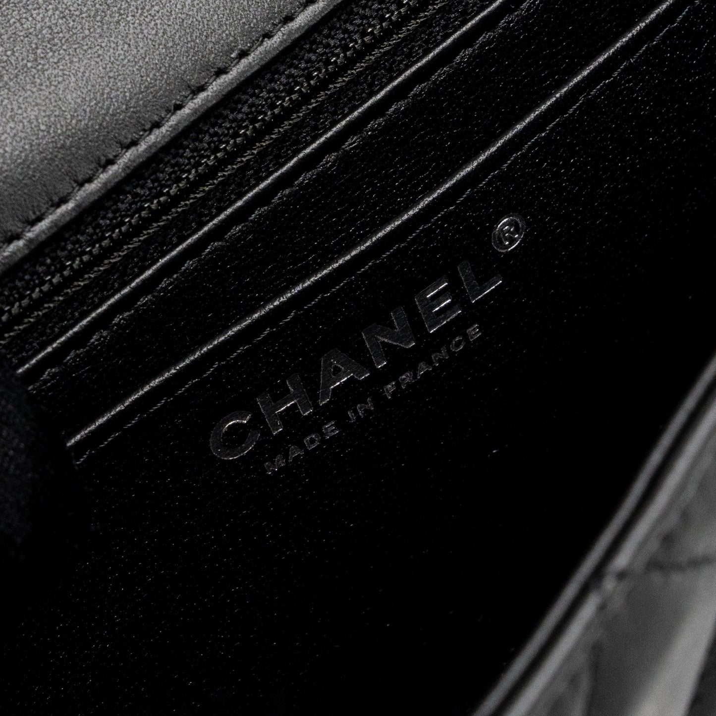 Chanel mini rectangular flap bag lambskin black  (microchip)