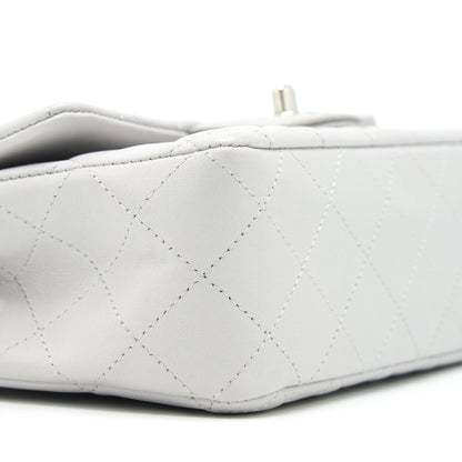 Chanel Mini Rectangular Flap Bag Lambskin Light Grey