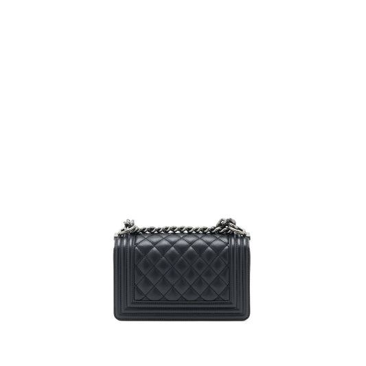 Chanel Small Boy Bag Caviar Black Ruthenium  (Microchip)