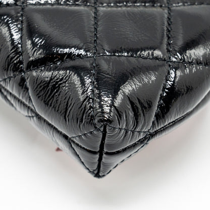 Chanel 24a Bowknot Clutch with Chain Patent Crumpled Lambskin/Shiny Lambskin Black/Pink  (Microchip)