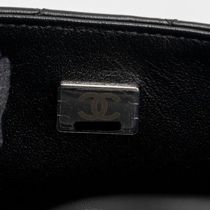 Chanel mini rectangular flap bag lambskin black  (microchip)