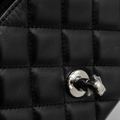 Chanel mini rectangular flap bag lambskin black  (microchip)