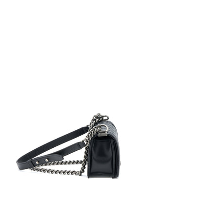 Chanel Small Boy Bag Caviar Black Ruthenium  (Microchip)