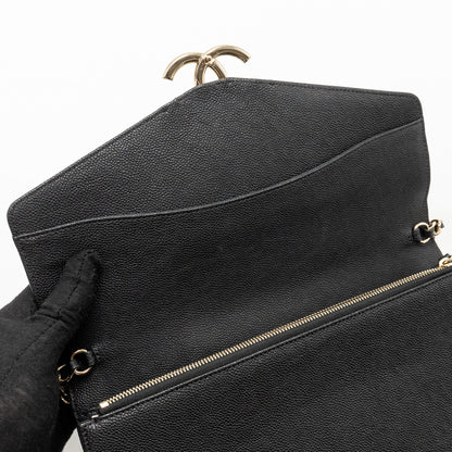 Chanel Paris-Cuba Thread Around Flap Bag With Chain Caviar Black L