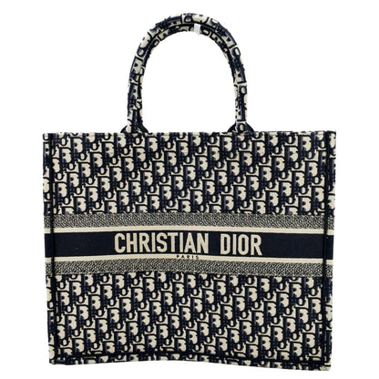 CHRISTIAN DIOR Large Book Oblique Embroidered Canvas Tote Bag Multicolor