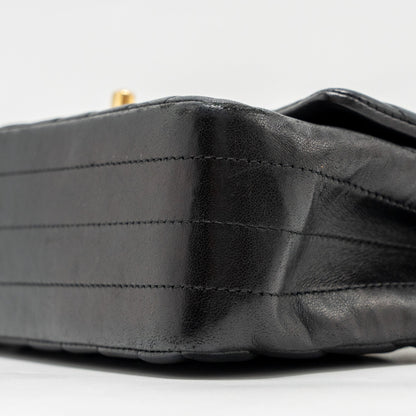 Chanel Mini Rectangular Flap Bag Chevron Lambskin Black