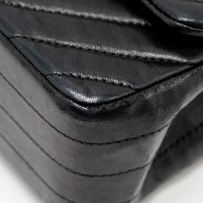Chanel Mini Rectangular Flap Bag Chevron Lambskin Black