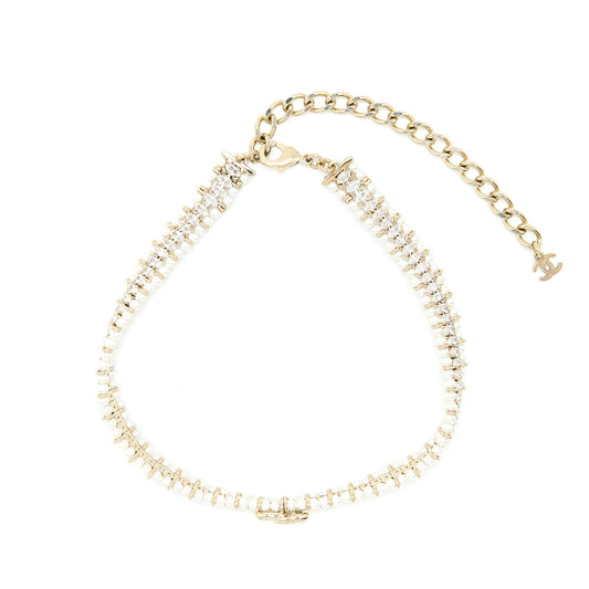 Chanel CC Logo Chocker Crystal/Pearl L