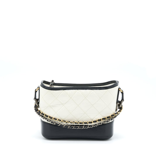 Chanel Small Gabrielle Hobo Bag White/Black Multicolour Hardware