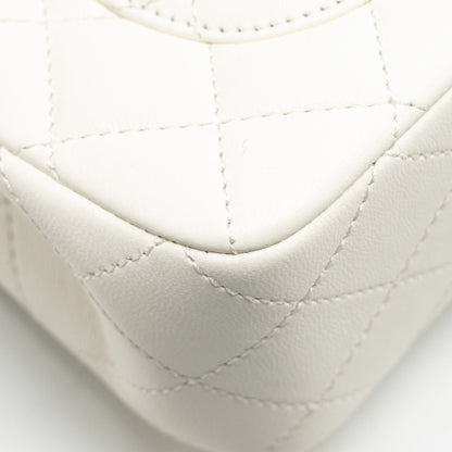 Chanel 23C pearl crush mini rectangular flap bag lambskin white L (microchip)
