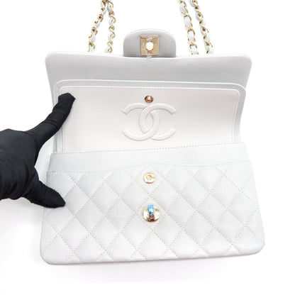 Chanel 21A Small Classic Double Flap Bag Caviar NC634 Light Grey L