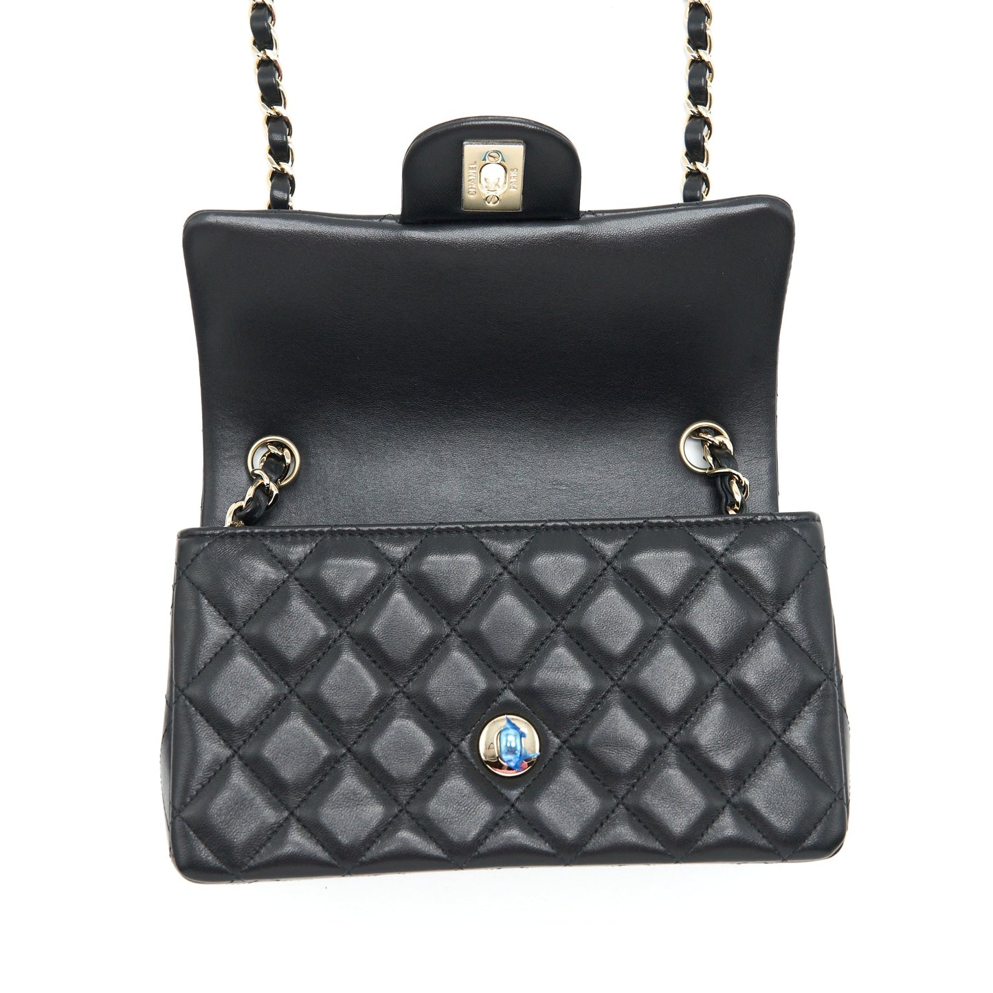 Chanel Mini Rectangular Flap Bag Lambskin Black L