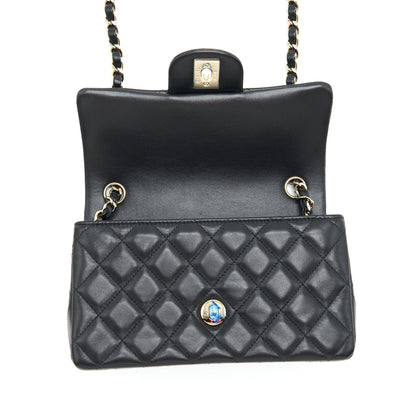 Chanel Mini Rectangular Flap Bag Lambskin Black L