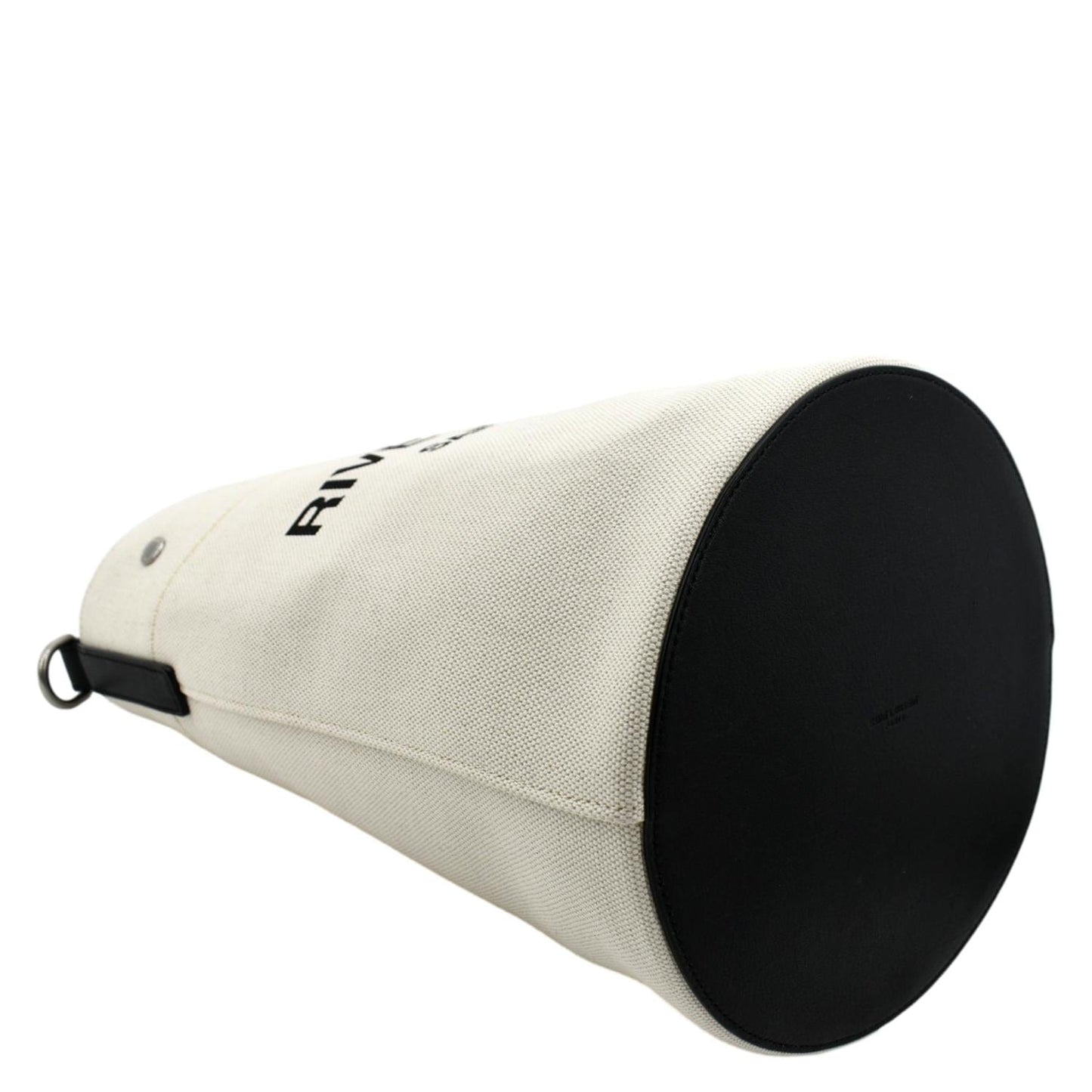 YVES SAINT LAURENT Rive Gauche Linen Bucket Bag White