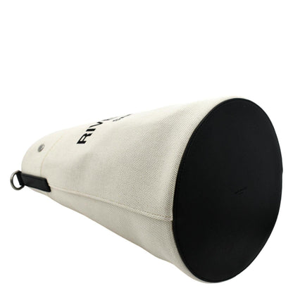 YVES SAINT LAURENT Rive Gauche Linen Bucket Bag White