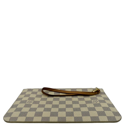 LOUIS VUITTON  Neverfull GM Damier Azur Pochette Wristlet Pouch White