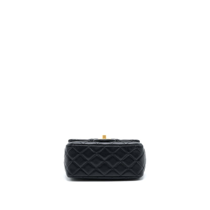 Chanel Pearl Crush Mini Square Flap Bag Lambskin Black
