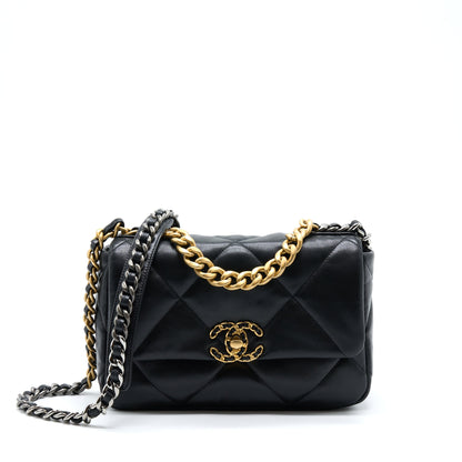 Chanel Small 19 Bag Lambskin Black With Multicolour Hardware