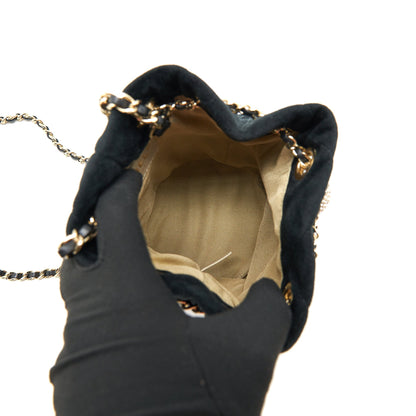 Chanel Pearl Crush On Chain Mini Bucket Velvet Black L