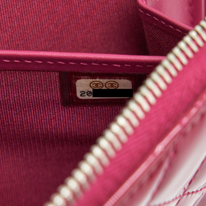 Chanel Long Zip Wallet Patent Fuchsia