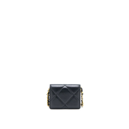 Chanel 19 Flap Card Holder with Chain Lambskin Black Multicolour Hardware