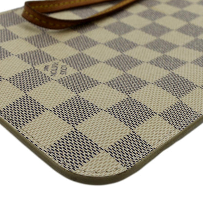 LOUIS VUITTON  Neverfull GM Damier Azur Pochette Wristlet Pouch White