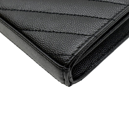 YVES SAINT LAURENT Cassandre Matelasse Chain Wallet Crossbody Bag Black