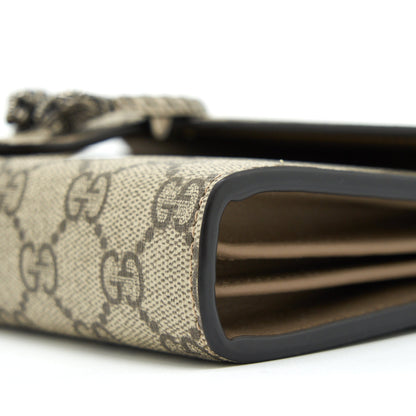 Gucci Dionysus GG Supreme Chain Wallet Beige SHW