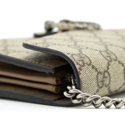 Gucci Dionysus GG Supreme Chain Wallet Beige SHW