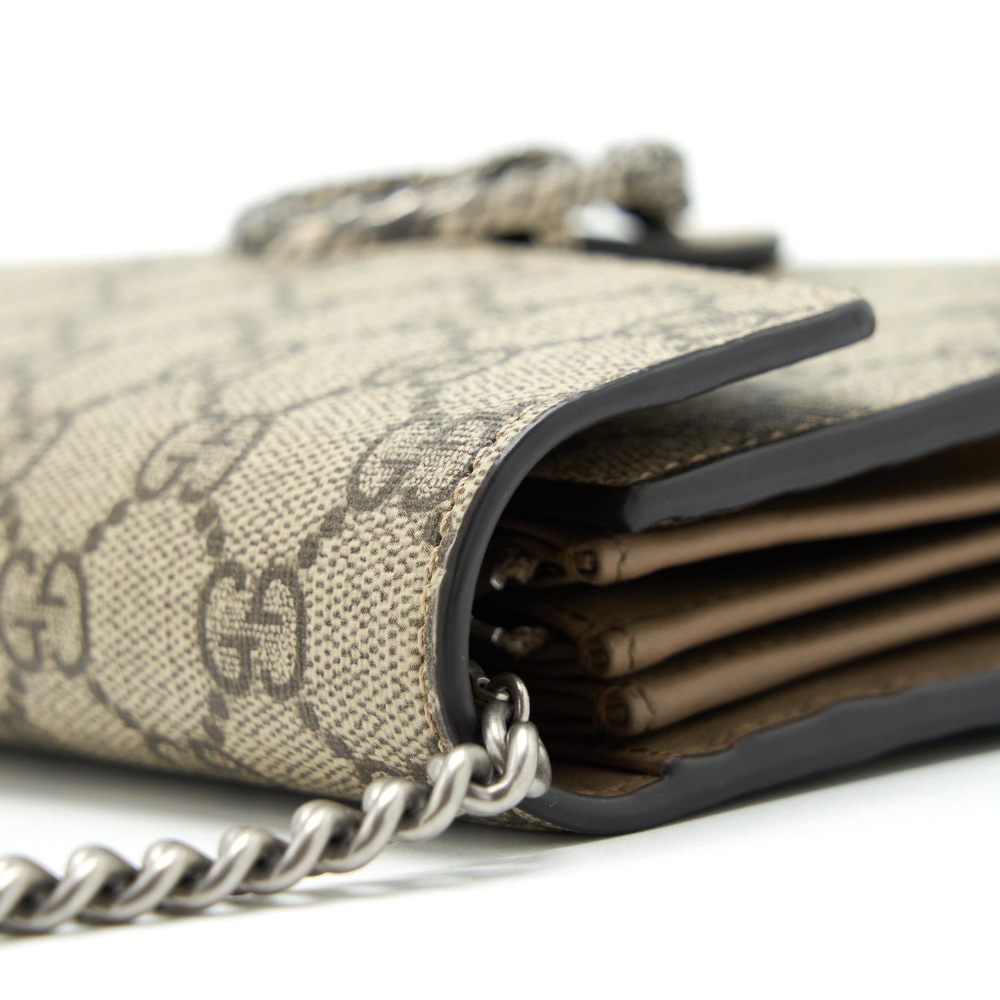 Gucci Dionysus GG Supreme Chain Wallet Beige SHW