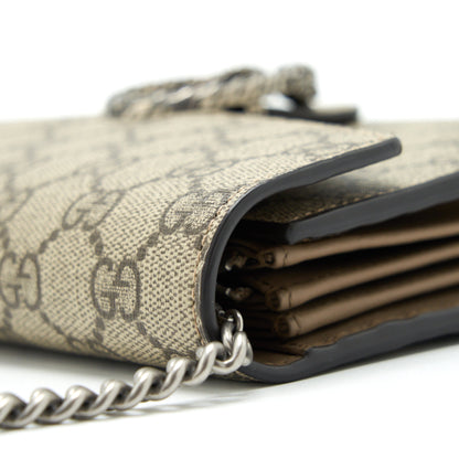 Gucci Dionysus GG Supreme Chain Wallet Beige SHW