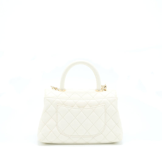 Chanel Small Coco Handle Caviar White L