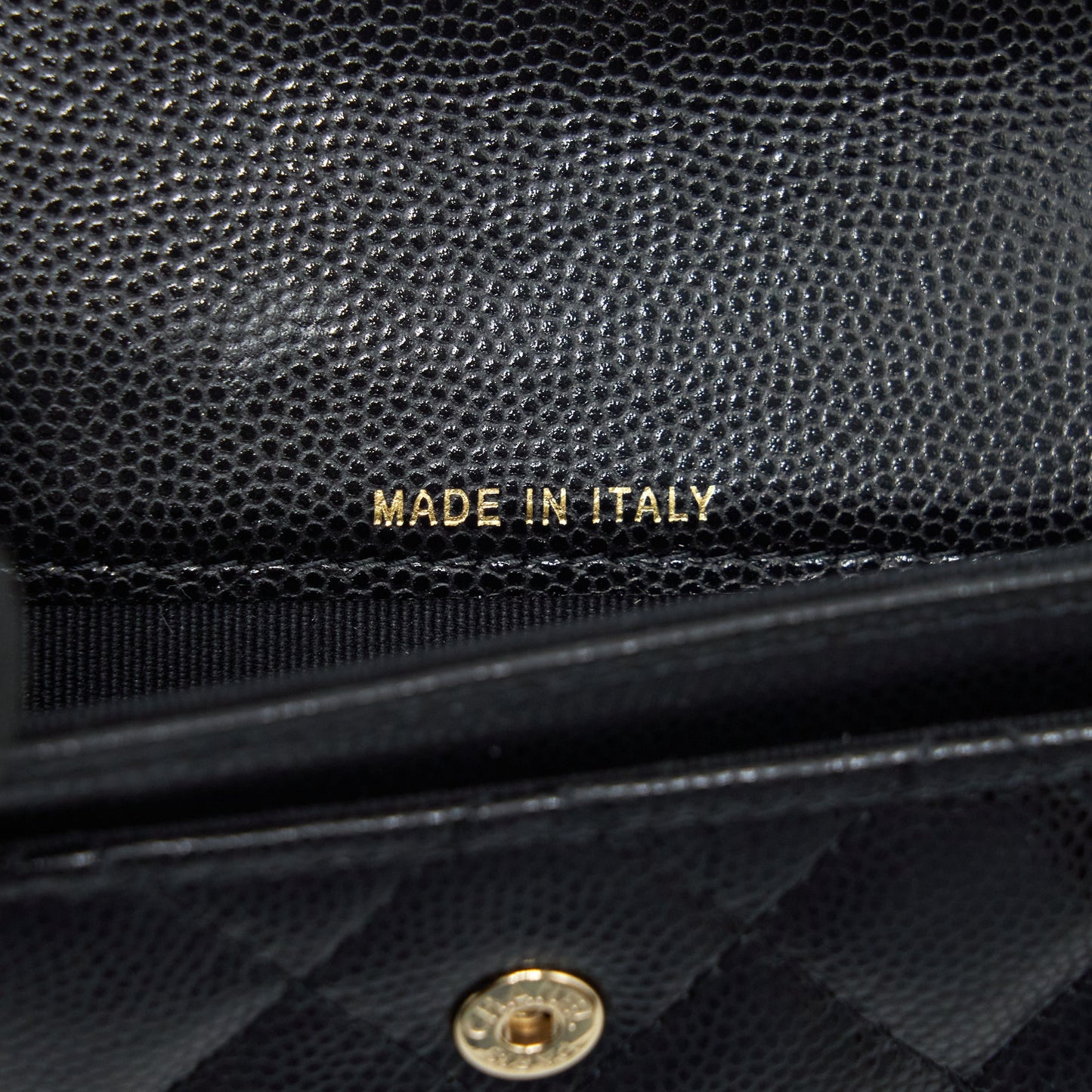 Chanel 22S Detailed Logo Mini Flap Card Holder Caviar Black L