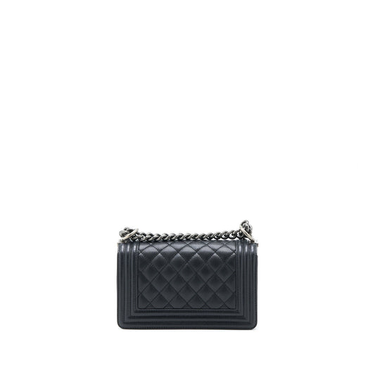 Chanel Small Boy Bag Caviar Black Ruthenium  (Microchip)