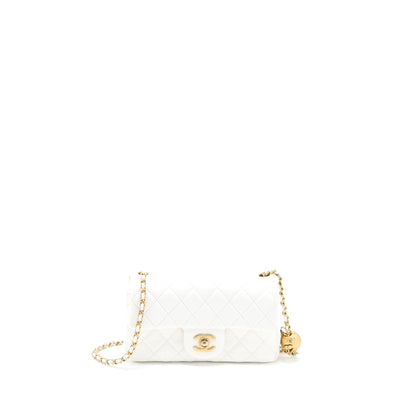 Chanel Pearl Crush Mini Rectangular Flap Bag Lambskin White